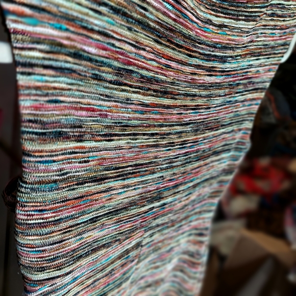 Connected Apparel • Y2k 90s Brown Multicolor Colorful V Neck Dress Sheath 10 - Picture 12 of 14